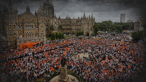People protesting for Maratha reservation in Mumbai on August 9, 2017